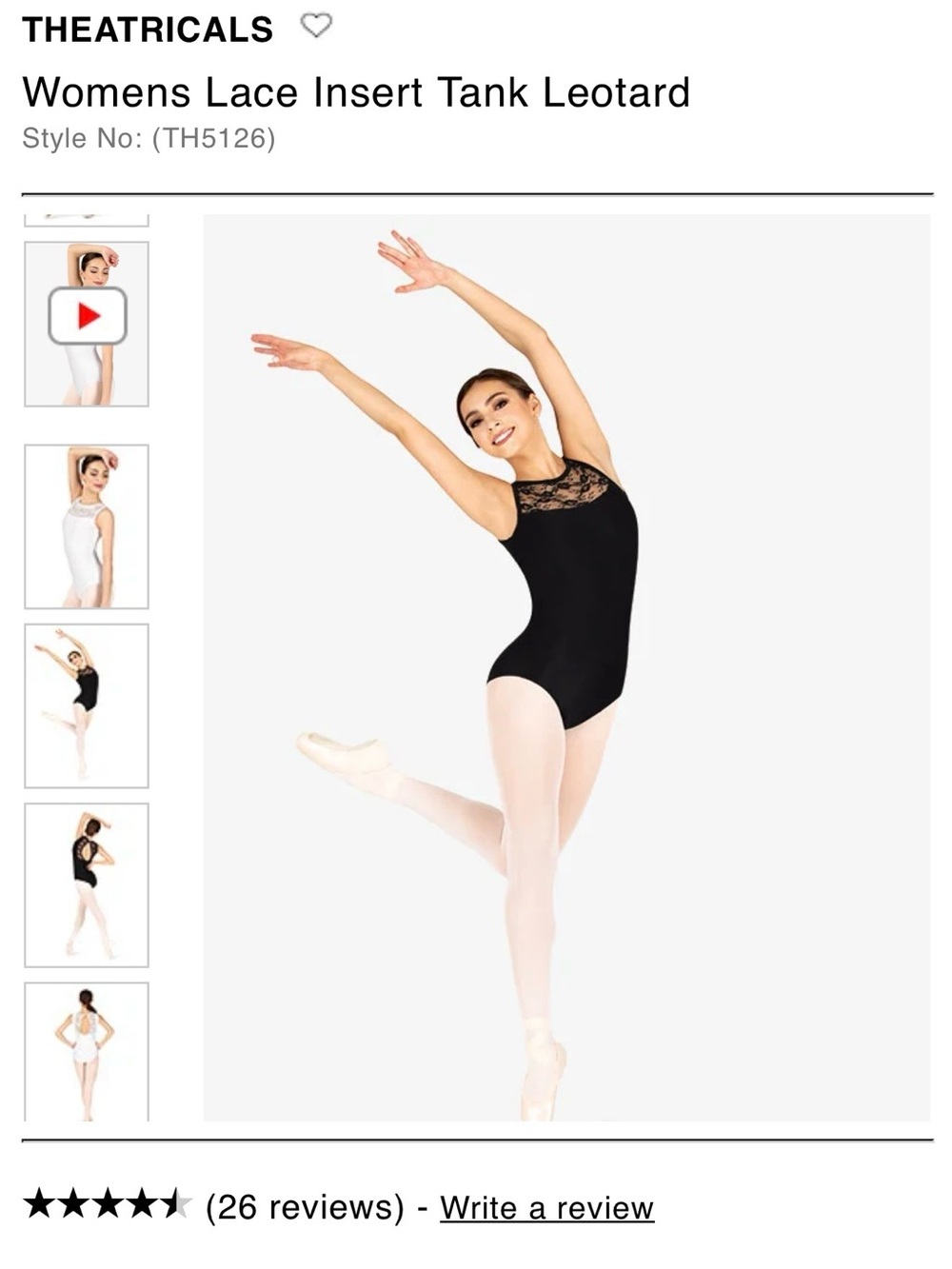 Theatricals Black Lace Insert Tank Leotard XL